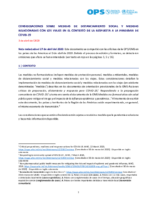  Consideraciones sobre medidas de distanciamiento social y viajes - COVID-19 