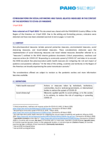 Considerations on Social Distancing and Travel-Related Measures - COVID-19