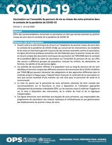 Vaccinationsur l’ensemble duparcours de vieau niveau des soinsprimaires dans lecontextede la pandémie de COVID-19
