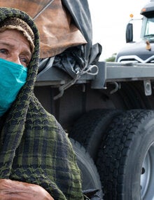 Older adult woman with mask