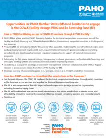 Opportunities for PAHO Member States and Territories to engage in the COVAX Facility through PAHO and its Revolving Fund