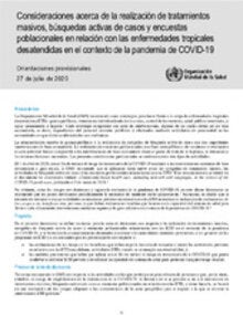 Consideraciones acerca de la realización de tratamientos masivos, búsquedas activas de casos y encuestas poblacionales en relación con las enfermedades tropicales desatendidas en el contexto de la pandemia de COVID-19