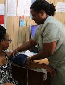 Nurse measuring blood pressure