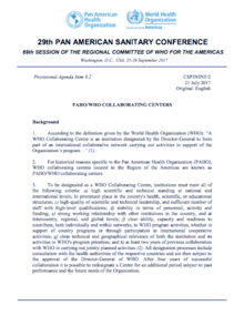 PAHO/WHO Collaborating Centres Information Document CSP29/INF/2