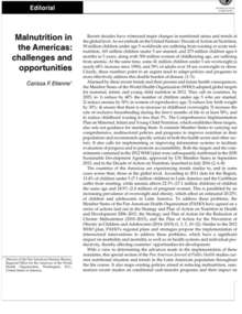 Malnutrition in the Americas: challenges and opportunities (Editorial) -  (sólo en inglés)