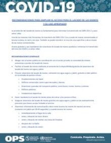 Recomendaciones para ampliar el acceso para el lavado de manos y su uso apropiado