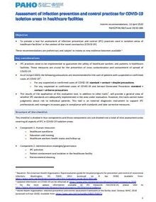 Assessment of infection prevention and control practices for COVID-19 isolation areas in healthcare facilities