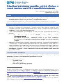 Evaluación de las prácticas de prevención y control de infecciones en zonas de aislamiento para COVID-19 en establecimientos de salud