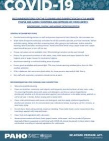 Recommendations for the Cleaning and Disinfection of Sites Where People are Closely Confined