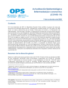 Actualización Epidemiológica: Enfermedad por coronavirus (COVID-19) - 9 de noviembre de 2020 