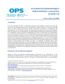 Actualización Epidemiológica: Enfermedad por coronavirus (COVID-19) - 15 de octubre de 2020