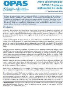 Alerta epidemiológico: COVID-19 entre trabalhadores da saúde - 31 de agosto de 2020