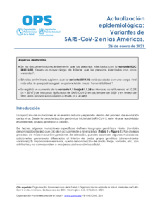  Actualización Epidemiológica: ocurrencia de variantes de SARS-CoV-2 en las Américas - 26 de enero de 2021
