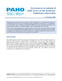 Occurrence of variants of SARS-CoV-2 in the Americas. Preliminary information - 11 January 2021