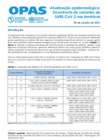 Atualização epidemiológica: Ocorrência de variantes de SARS-CoV-2 nas Américas - 20 de janeiro de 2021