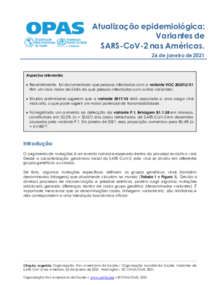 Atualização epidemiológica: Variantes de SARS-CoV-2 nas Américas - 26 de janeiro de 2021