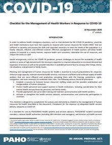 Checklist for the Management of Health Workers in Response to COVID-19