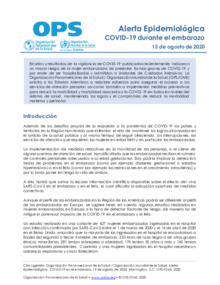 Alerta Epidemiológica: COVID-19 durante el embarazo- 13 de agosto de 2020