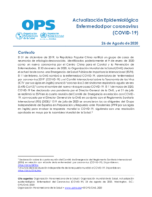 Actualización Epidemiológica: Enfermedad por coronavirus (COVID-19) - 26 de agosto de 2020 