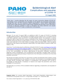 Epidemiological Alert: Complications and sequelae of COVID-19 - 12 August 2020