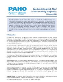 Epidemiological Alert: COVID-19 During Pregnancy - 13 August 2020