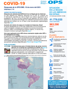 COVID-19 - Respuesta de la OPS/OMS Reporte 41 (18 de enero de 2020)
