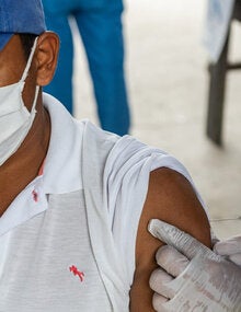 Max gets vaccinated against COVID-19