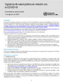 Vigilancia de salud pública en relación con la COVID-19: orientaciones provisionales, 7 de agosto de 2020