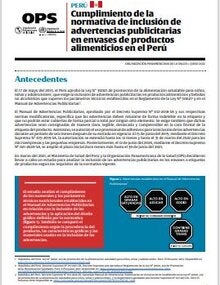 Portada de Cumplimiento de la normativa de inclusión de advertencias publicitarias en envases de productos alimenticios en el Perú