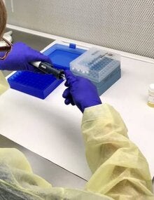 Woman doing tests in a medical laboratory