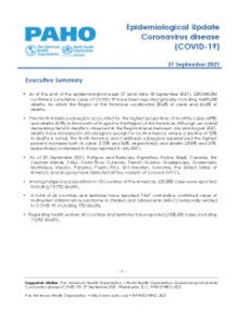 Epidemiological Update: Coronavirus disease (COVID-19) - 27 September 2021