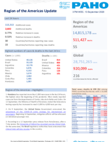  PAHO COVID-19 Daily Update: 13 September 2020