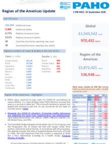 PAHO COVID-19 Daily Update: 23 September 2020