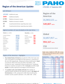 PAHO COVID-19 Daily Update: 27 September 2020