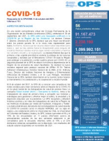 COVID-19 - Respuesta de la OPS/OMS Reporte 61 (22 de octubre del 2021)