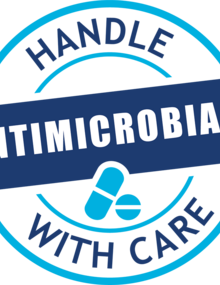 Sticker Nº1: "Antimicrobials. Handle with care"