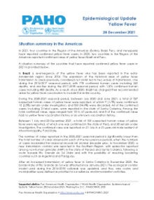 Epidemiological Update: Yellow Fever - 28 December 2021