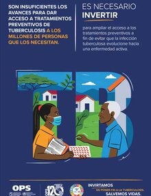 Afiche: Es necesario invertir para ampliar el acceso a los tratamientos preventivos a fin de evitar que la infección tuberculosa evolucione hacia una enfermedad activa