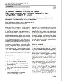 30 years from the Caracas Declaration: the situation of psychiatric hospitals in Latin America and the Caribbean prior, during and after the COVID-19 pandemic