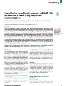 Strengthening mental health responses to COVID-19 in the Americas: A health policy analysis and recommendations