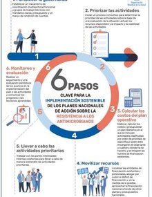 Infografía: 6 pasos clave para la implementación sostenible de los planes nacionales de acción sobre la resistencia a los antimicrobianos