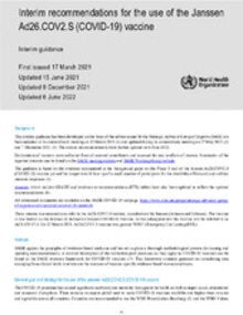 Janssen Ad26.COV2.S COVID-19 vaccine: Interim recommendations