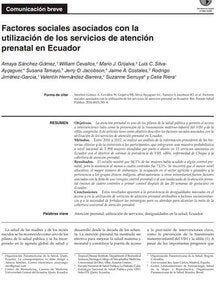 Social factors  associated with use of  prenatal care in Ecuador (Spanish only)