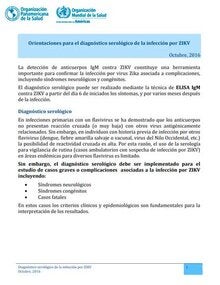 Orientaciones para el diagnóstico serológico de la infección por ZIKV – octubre de 2016
