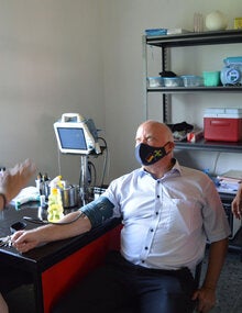 Measuring blood pressure of patient