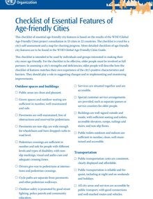 Checklist of Essential Features of Age-friendly Cities-WHO