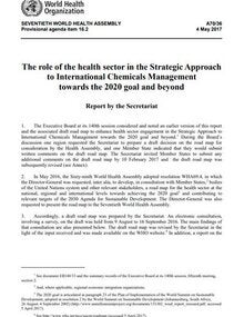 A70/36 The role of the health sector in the Strategic Approach  to International Chemicals Management towards the 2020 goal and beyond