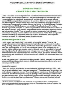 Exposure to lead: a major public health concern; 2019