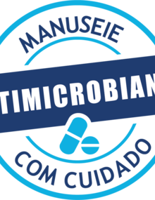 Autocolante nº1: "Antimicrobianos. Manuseie com cuidado"