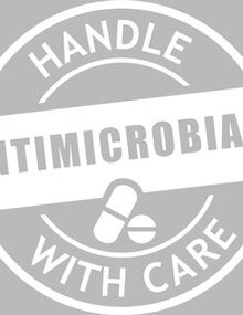 Sticker Nº2: "Antimicrobials. Handle with care"